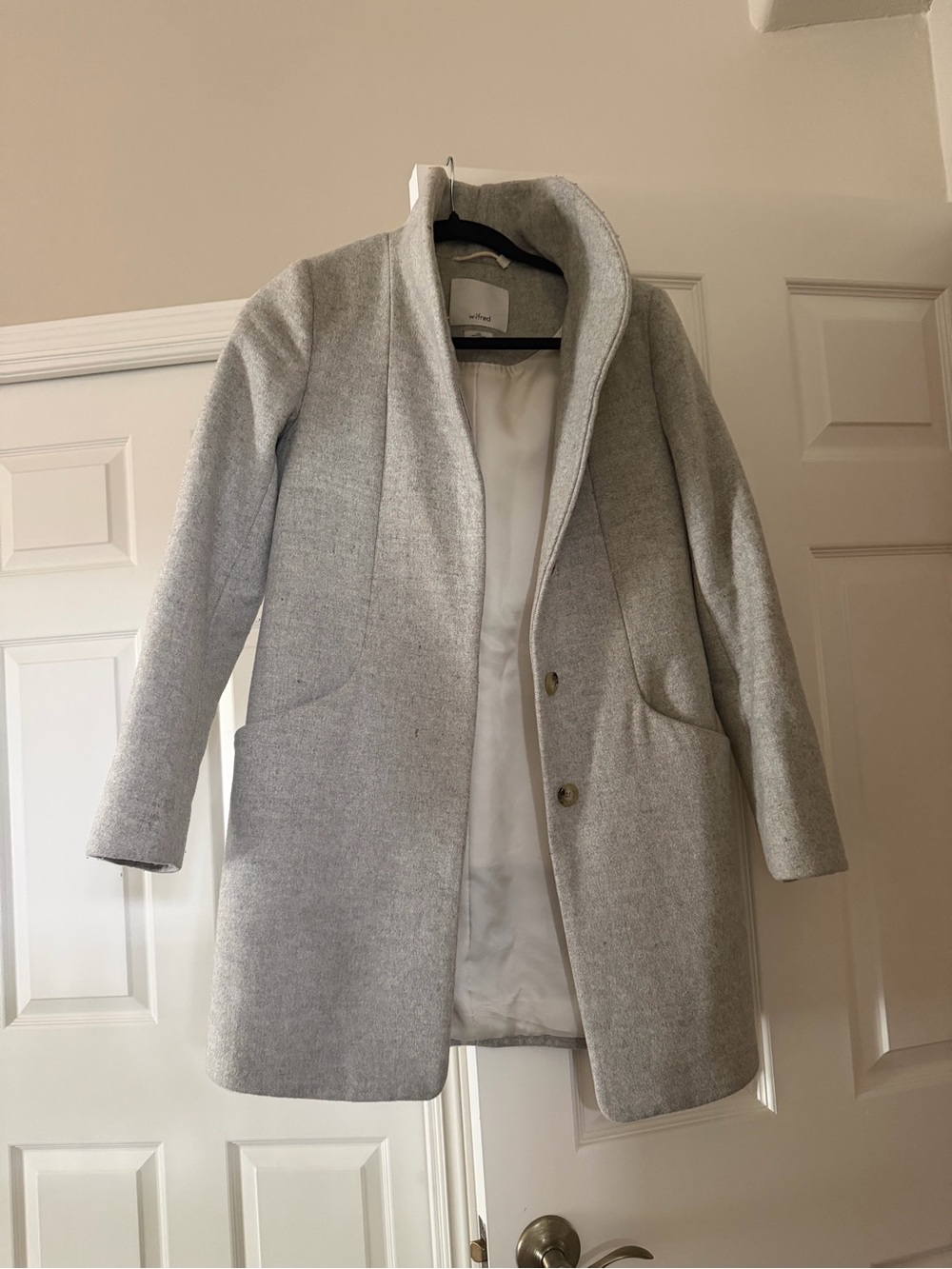Aritzia Wilfred Light Gray Wool-Blend Coat